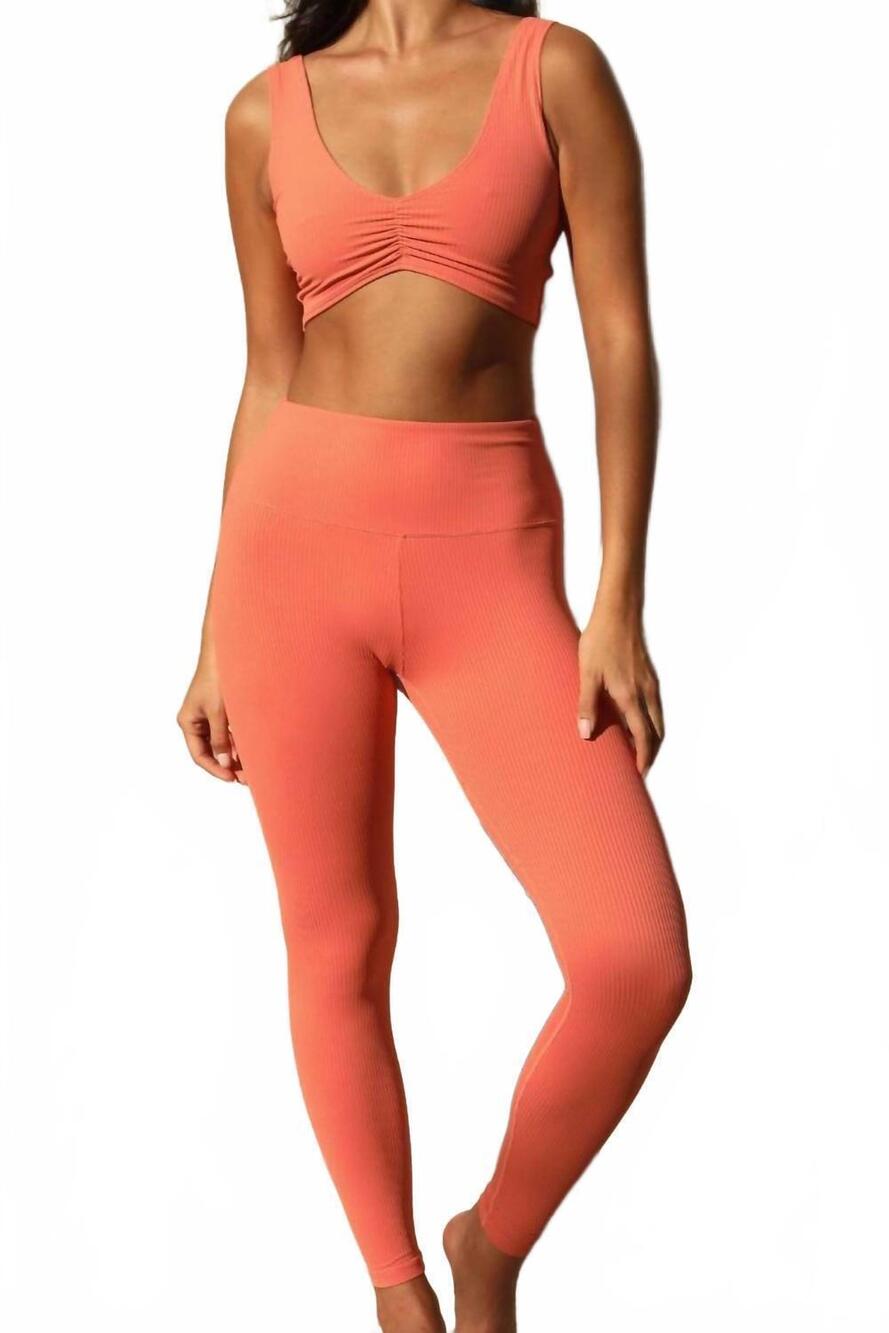 NEW MONTCE high rise wide band leggings in coral rib